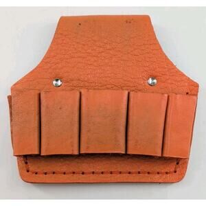 Orange Leather Tool Pouch 5 Pocket Work Belt Holder Electrician Carpenter...